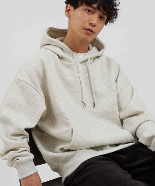 improves(インプローブス)の「TC 裏起毛 ビッグシルエット フーディー(パーカー・メンズ・ブラック/ダークグリーン/ダークブラウン/ネイビー/オフホワイト/オートミール/杢グレー/ダークグレー/グレイッシュベージュ/サンドベージュ/オリーブ/インディゴブルー・MEDIUM/LARGE)」の8枚目の写真