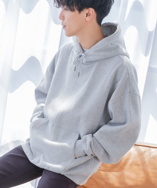 improves(インプローブス)の「TC 裏起毛 ビッグシルエット フーディー(パーカー・メンズ・ブラック/ダークグリーン/ダークブラウン/ネイビー/オフホワイト/オートミール/杢グレー/ダークグレー/グレイッシュベージュ/サンドベージュ/オリーブ/インディゴブルー・MEDIUM/LARGE)」の5枚目の写真