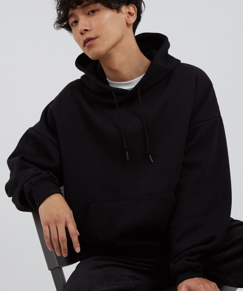 improves(インプローブス)の「TC 裏起毛 ビッグシルエット フーディー(パーカー・メンズ・ブラック/ダークグリーン/ダークブラウン/ネイビー/オフホワイト/オートミール/杢グレー/ダークグレー/グレイッシュベージュ/サンドベージュ/オリーブ/インディゴブルー・MEDIUM/LARGE)」の3枚目の写真