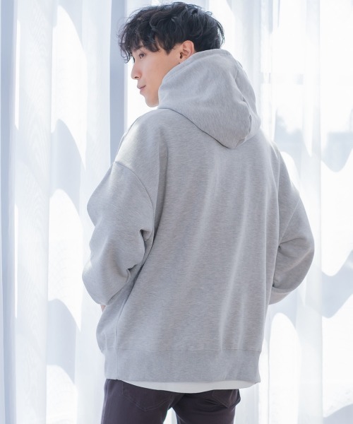 improves(インプローブス)の「TC 裏起毛 ビッグシルエット フーディー(パーカー・メンズ・ブラック/ダークグリーン/ダークブラウン/ネイビー/オフホワイト/オートミール/杢グレー/ダークグレー/グレイッシュベージュ/サンドベージュ/オリーブ/インディゴブルー・MEDIUM/LARGE)」の20枚目の写真