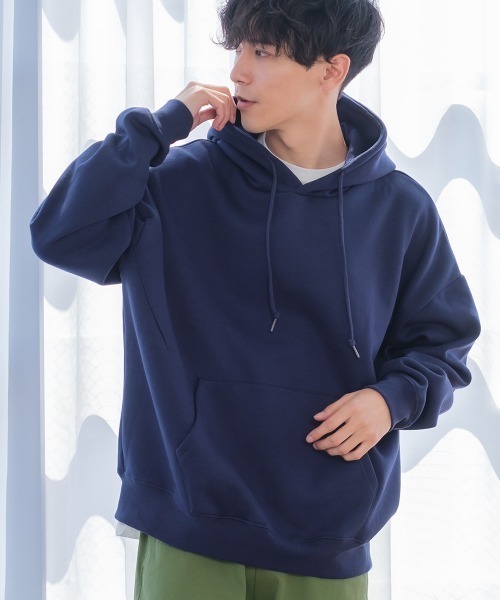 improves(インプローブス)の「TC 裏起毛 ビッグシルエット フーディー(パーカー・メンズ・ブラック/ダークグリーン/ダークブラウン/ネイビー/オフホワイト/オートミール/杢グレー/ダークグレー/グレイッシュベージュ/サンドベージュ/オリーブ/インディゴブルー・MEDIUM/LARGE)」の22枚目の写真