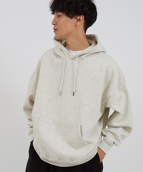 improves(インプローブス)の「TC 裏起毛 ビッグシルエット フーディー(パーカー・メンズ・ブラック/ダークグリーン/ダークブラウン/ネイビー/オフホワイト/オートミール/杢グレー/ダークグレー/グレイッシュベージュ/サンドベージュ/オリーブ/インディゴブルー・MEDIUM/LARGE)」の21枚目の写真