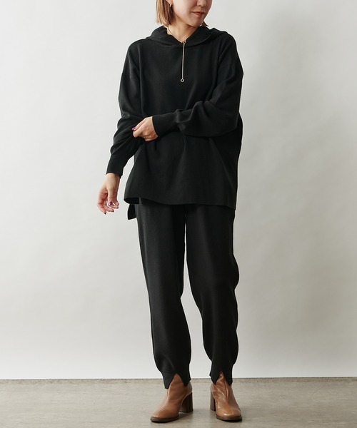 Omekashi（オメカシ）の「ニットジョガーパンツ（スウェットパンツ・レディース・ブラウン/ブラック/アイボリー・FREE）」の7枚目の写真