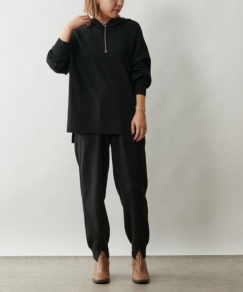 Omekashi（オメカシ）の「ニットジョガーパンツ（スウェットパンツ・レディース・ブラウン/ブラック/アイボリー・FREE）」の8枚目の写真