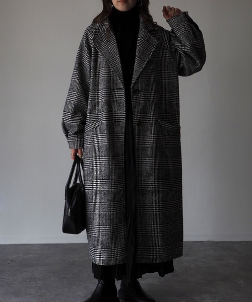 Riberry(リベリー)の「グレンチェックラグランロングコート(チェスターコート・レディース・ブラック/ブラウン・MEDIUM)」の13枚目の写真