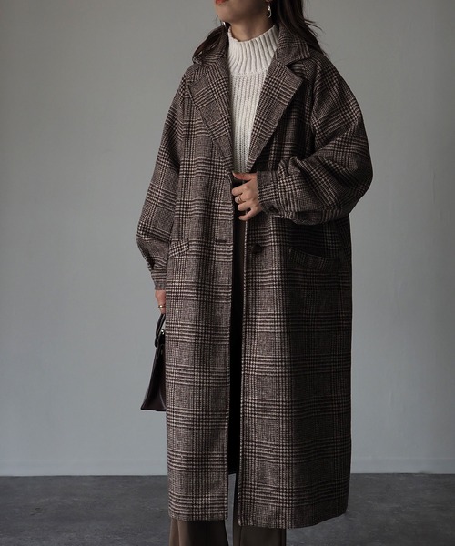 Riberry(リベリー)の「グレンチェックラグランロングコート(チェスターコート・レディース・ブラック/ブラウン・MEDIUM)」の17枚目の写真