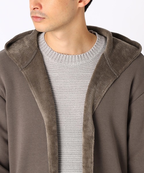 COMME CA ISM（コムサイズム）の「裏シャギー　フード付きカーディガン（カーディガン/ボレロ・メンズ・ブラック/ベージュ/カーキ・MEDIUM/LARGE）」の9枚目の写真