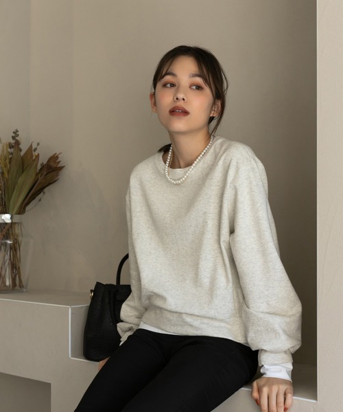 Edit Sheen（エディットシーン）の「シンプルコンパクトスウェット（スウェット・レディース・ブラック/アイボリー・MEDIUM）」の6枚目の写真