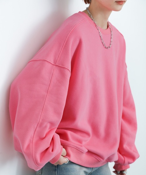 select MOCA（セレクトモカ）の「2022 SS ボリュームスリーブシンプルスウェット（Tシャツ/カットソー・レディース・グリーン/オレンジ/ブルー/ピンク/アイボリー・FREE）」の4枚目の写真