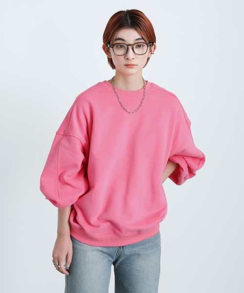 select MOCA（セレクトモカ）の「2022 SS ボリュームスリーブシンプルスウェット（Tシャツ/カットソー・レディース・グリーン/オレンジ/ブルー/ピンク/アイボリー・FREE）」の17枚目の写真