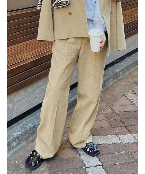 Ungrid（アングリッド）の「ハイウエストルーズタックパンツ（その他パンツ・レディース・アイボリー/ベージュ・SMALL/MEDIUM）」の3枚目の写真