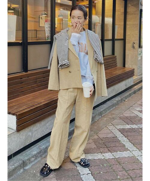 Ungrid（アングリッド）の「ハイウエストルーズタックパンツ（その他パンツ・レディース・アイボリー/ベージュ・SMALL/MEDIUM）」の8枚目の写真