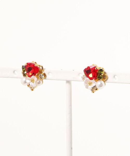 tone（トーン）の「【Arivenalice】いちごのハートビジュー ピアス(MA)（ピアス（両耳用）・レディース・レッド・FREE）」の4枚目の写真