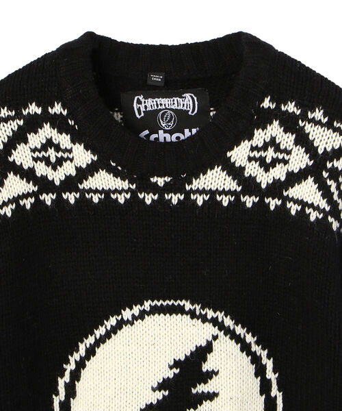 schott（ショット）の「Schott×GRATEFUL DEAD/STILL YOUR FACE SWEATER（ニット/セーター・メンズ・ブラック・SMALL/MEDIUM/LARGE）」の2枚目の写真