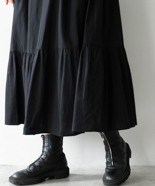 HERENCIA（ヘレンチア）の「ピンタックデザイン バンドカラー ソフトツイル ワンピース（ドレス・レディース・ブラック/レッド/オフホワイト/ミント/マスタード・MEDIUM）」の6枚目の写真