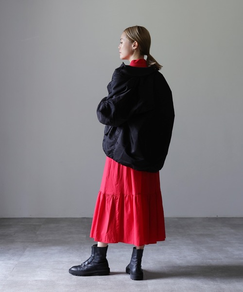 HERENCIA（ヘレンチア）の「ピンタックデザイン バンドカラー ソフトツイル ワンピース（ドレス・レディース・ブラック/レッド/オフホワイト/ミント/マスタード・MEDIUM）」の22枚目の写真