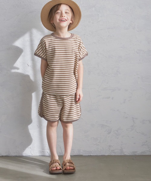 pairmanon（ペアマノン）の「【ふんわりワッフル】選べるデザイン セットアップ（セットアップ・キッズ・ブルー系その他3/ライトベージュ/グレー/アイボリー/ホワイト系その他/ブラック/ブラウン系その他/ブルー系その他・130/140/110/120/150/90/100）」の5枚目の写真