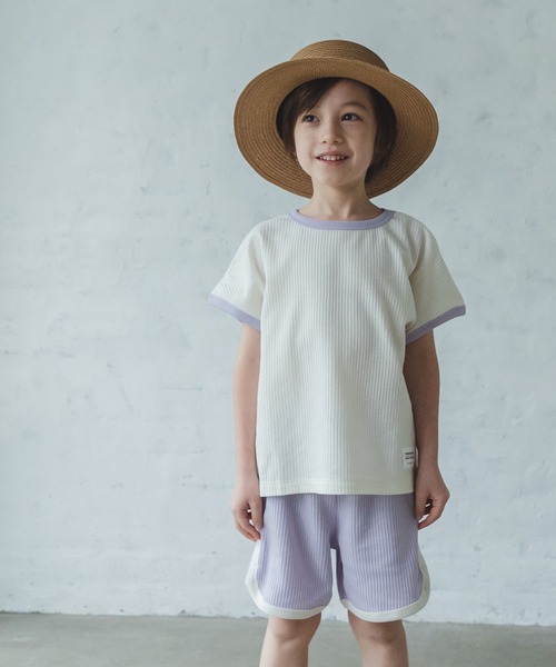 pairmanon（ペアマノン）の「【ふんわりワッフル】選べるデザイン セットアップ（セットアップ・キッズ・ブルー系その他3/ライトベージュ/グレー/アイボリー/ホワイト系その他/ブラック/ブラウン系その他/ブルー系その他・130/140/110/120/150/90/100）」の2枚目の写真