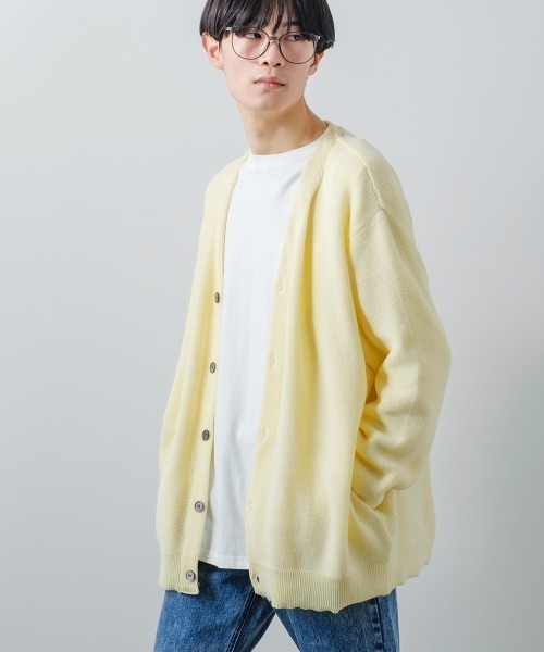 improves(インプローブス)の「12GG あぜ編みニット オーバーサイズ カーディガン(カーディガン/ボレロ・メンズ・ブルー/ブラック/ナチュラル/マスタード/グリーン・MEDIUM/LARGE)」の1枚目の写真
