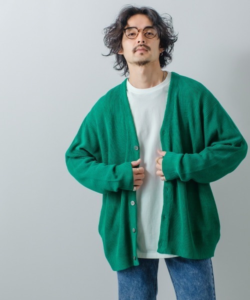 improves(インプローブス)の「12GG あぜ編みニット オーバーサイズ カーディガン(カーディガン/ボレロ・メンズ・ブルー/ブラック/ナチュラル/マスタード/グリーン・MEDIUM/LARGE)」の17枚目の写真