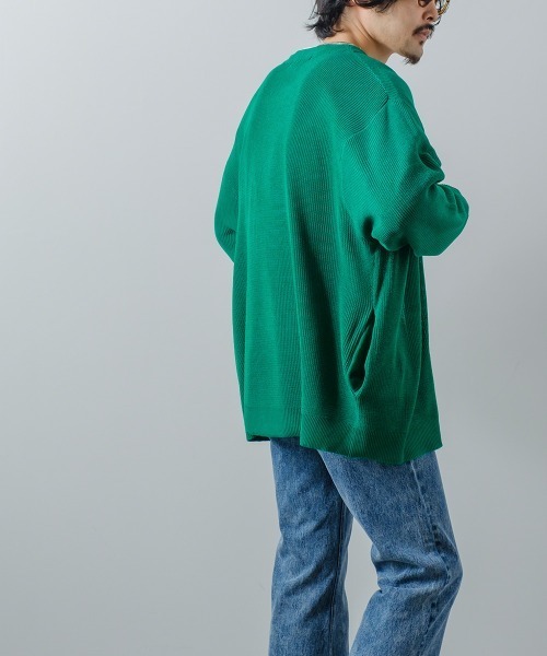 improves(インプローブス)の「12GG あぜ編みニット オーバーサイズ カーディガン(カーディガン/ボレロ・メンズ・ブルー/ブラック/ナチュラル/マスタード/グリーン・MEDIUM/LARGE)」の7枚目の写真