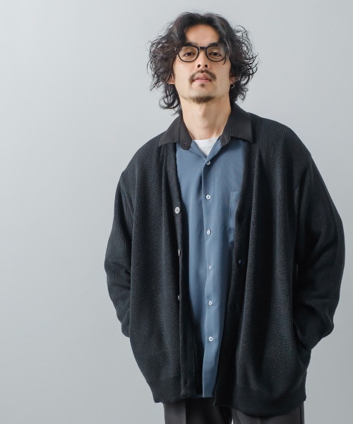 improves(インプローブス)の「12GG あぜ編みニット オーバーサイズ カーディガン(カーディガン/ボレロ・メンズ・ブルー/ブラック/ナチュラル/マスタード/グリーン・MEDIUM/LARGE)」の12枚目の写真