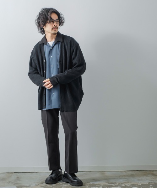 improves(インプローブス)の「12GG あぜ編みニット オーバーサイズ カーディガン(カーディガン/ボレロ・メンズ・ブルー/ブラック/ナチュラル/マスタード/グリーン・MEDIUM/LARGE)」の6枚目の写真