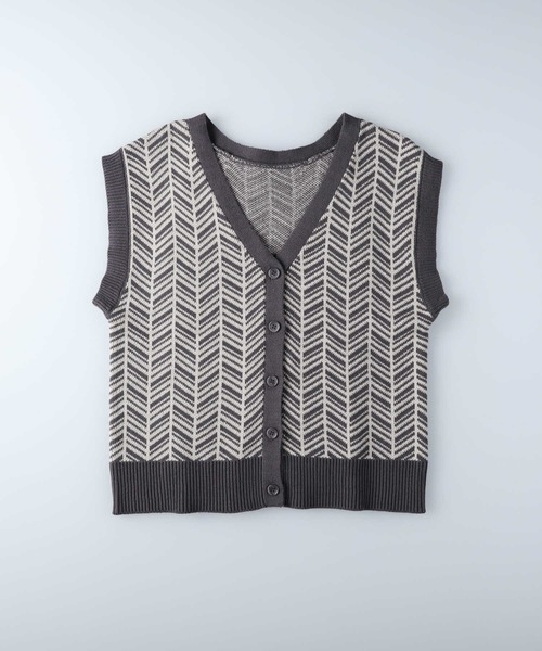 HONEYSUCKLE ROSE（ハニーサックルローズ）の「【HONEYSUCKLE ROSE】柄編みニットベスト（ベスト・レディース・イエロー/ダークグレー・M/L）」の12枚目の写真