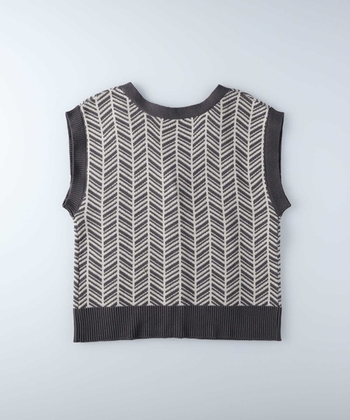 HONEYSUCKLE ROSE（ハニーサックルローズ）の「【HONEYSUCKLE ROSE】柄編みニットベスト（ベスト・レディース・イエロー/ダークグレー・M/L）」の13枚目の写真