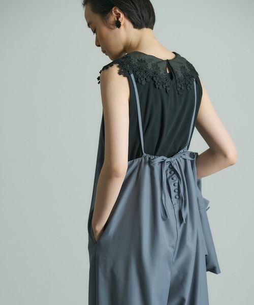 PUAL CE CIN(ピュアルセシン)の「大人見え後ろリボンサロペット(サロペット/オーバーオール・レディース・ネイビー/グレー・FREE)」の14枚目の写真