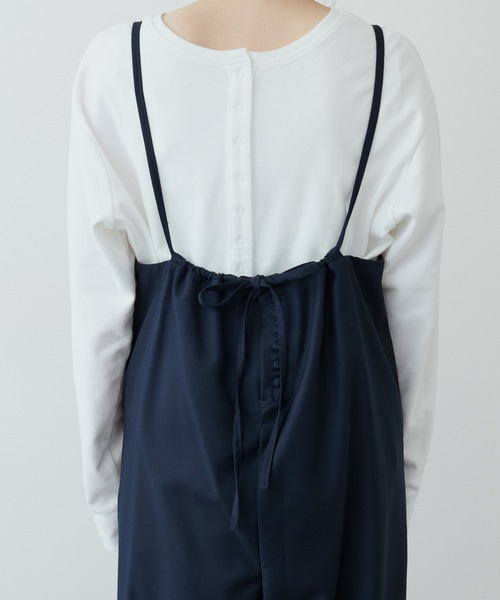 PUAL CE CIN(ピュアルセシン)の「大人見え後ろリボンサロペット(サロペット/オーバーオール・レディース・ネイビー/グレー・FREE)」の9枚目の写真