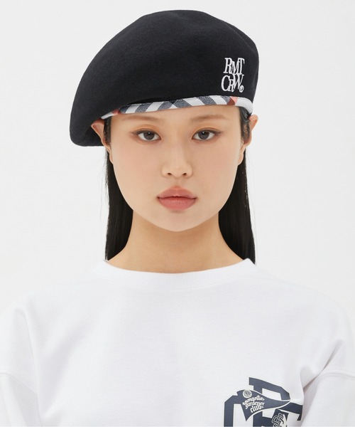 ROMANTIC CROWN(ロマンティッククラウン)の「【ROMANTIC CROWN】RC CLUB LINING BERET / ロマンティッククラウン クラブ ライニング ベレー帽(ハンチング/ベレー帽・レディース・ブラック/オートミール・FREE)」の4枚目の写真