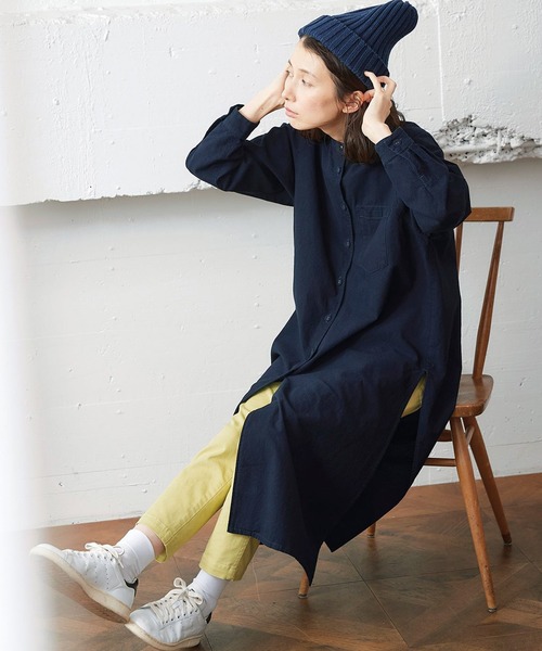 Sunny clouds（サニークラウズ）の「サニークラウズ黒藍切り込みワンピ＜レディース＞（ワンピース・レディース・インディゴブルー・NM/MEDIUM/LARGE/X-LARGE/XX-LARGE）」の6枚目の写真