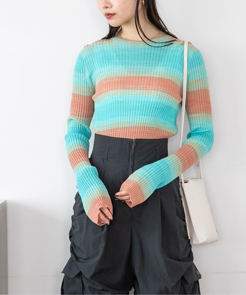 JEANASIS（ジーナシス）の「14GスペースダイプルオーバーLS/275499（Tシャツ/カットソー・レディース・グリーン系その他/オレンジ系その他/ブルー系その他・FREE）」の3枚目の写真