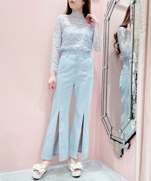 lilLilly(リルリリー)の「レースハイネックトップス【2way前後着用】(シャツ/ブラウス・レディース・ホワイト/ブラック/ミント/ブルー・FREE)」の7枚目の写真