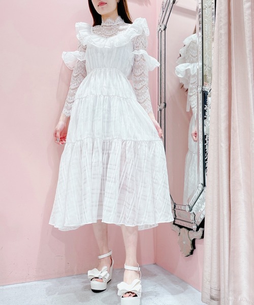 lilLilly(リルリリー)の「レースハイネックトップス【2way前後着用】(シャツ/ブラウス・レディース・ホワイト/ブラック/ミント/ブルー・FREE)」の10枚目の写真