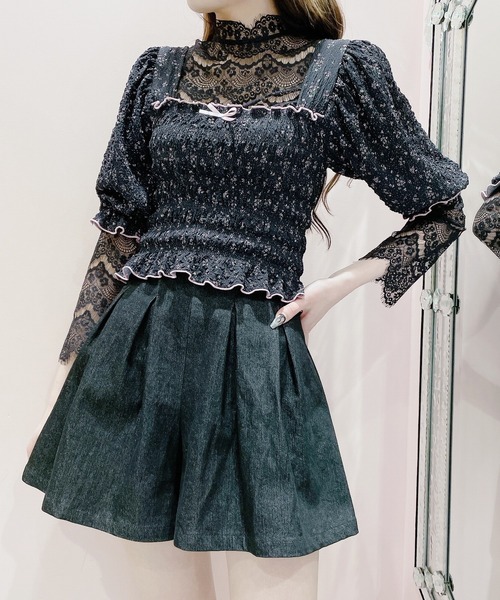 lilLilly(リルリリー)の「レースハイネックトップス【2way前後着用】(シャツ/ブラウス・レディース・ホワイト/ブラック/ミント/ブルー・FREE)」の15枚目の写真