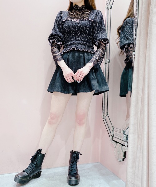 lilLilly(リルリリー)の「レースハイネックトップス【2way前後着用】(シャツ/ブラウス・レディース・ホワイト/ブラック/ミント/ブルー・FREE)」の18枚目の写真