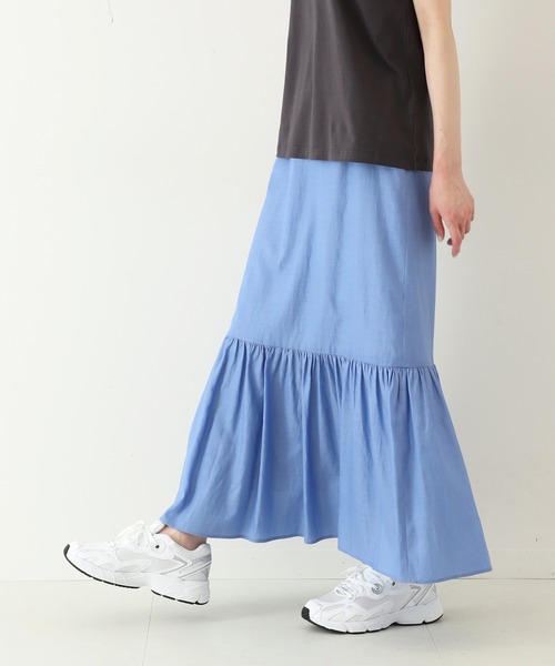 フィブリルティアードスカート【ウエストゴム/手洗い可能】◆