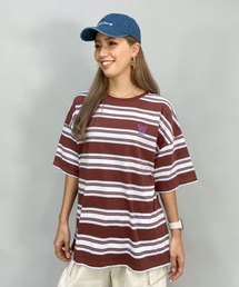 ROXY/ロキシー/SKATEライン  ビッグシルエット/オーバーサイズ   カラフルボーダーTシャツ  RST222608T