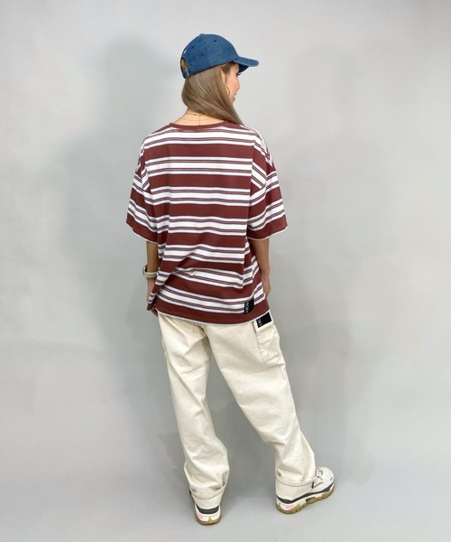 ROXY(ロキシー)の「ROXY/ロキシー/SKATEライン ビッグシルエット/オーバーサイズ カラフルボーダーTシャツ RST222608T(Tシャツ/カットソー・レディース・ブラック/ブラウン/イエロー・M/L)」の10枚目の写真