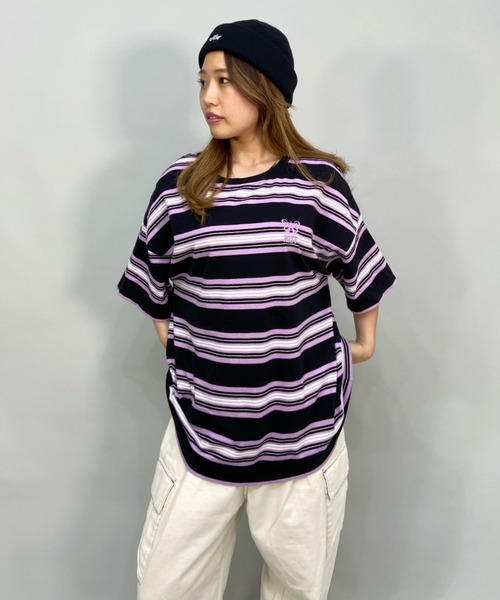 ROXY(ロキシー)の「ROXY/ロキシー/SKATEライン ビッグシルエット/オーバーサイズ カラフルボーダーTシャツ RST222608T(Tシャツ/カットソー・レディース・ブラック/ブラウン/イエロー・M/L)」の11枚目の写真
