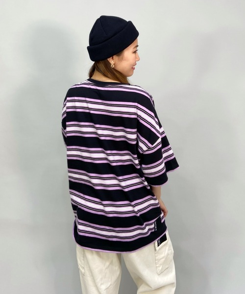 ROXY(ロキシー)の「ROXY/ロキシー/SKATEライン ビッグシルエット/オーバーサイズ カラフルボーダーTシャツ RST222608T(Tシャツ/カットソー・レディース・ブラック/ブラウン/イエロー・M/L)」の12枚目の写真