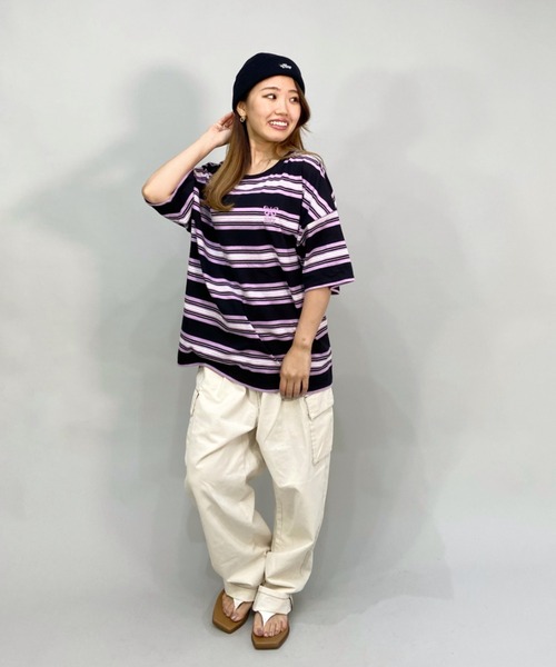ROXY(ロキシー)の「ROXY/ロキシー/SKATEライン ビッグシルエット/オーバーサイズ カラフルボーダーTシャツ RST222608T(Tシャツ/カットソー・レディース・ブラック/ブラウン/イエロー・M/L)」の13枚目の写真