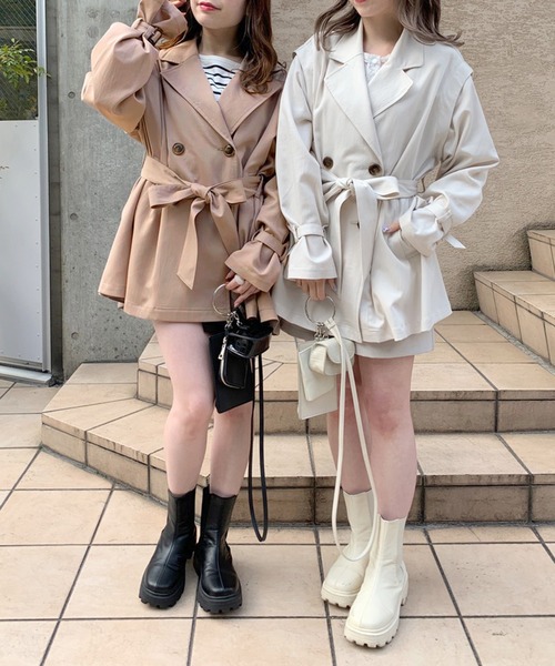 OLIVE des OLIVE(オリーブデオリーブ)の「マルチwayポンチョトレンチコート/春アウター(トレンチコート・レディース・ベージュ/アイボリー・FREE)」の17枚目の写真