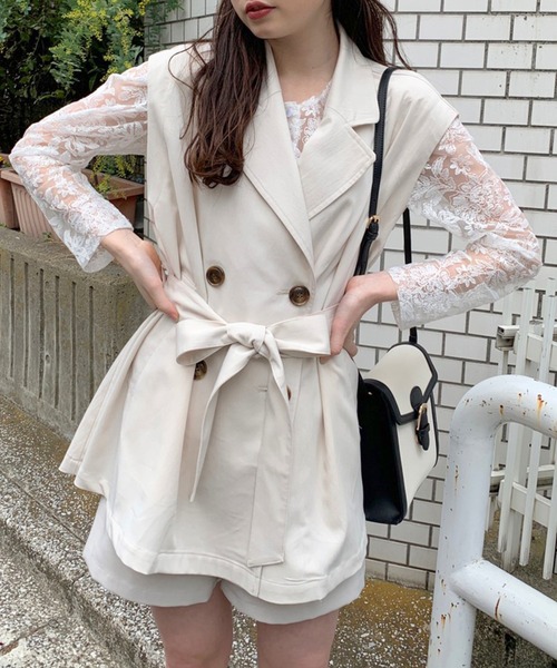 OLIVE des OLIVE(オリーブデオリーブ)の「マルチwayポンチョトレンチコート/春アウター(トレンチコート・レディース・ベージュ/アイボリー・FREE)」の10枚目の写真