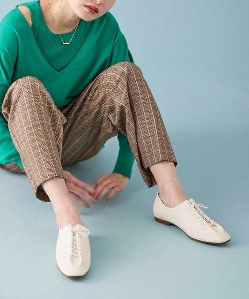 noyau（ノヤウ）の「レースアップフラットシューズ（バレエシューズ・レディース・ブラック/ホワイト・L/S/M）」の13枚目の写真