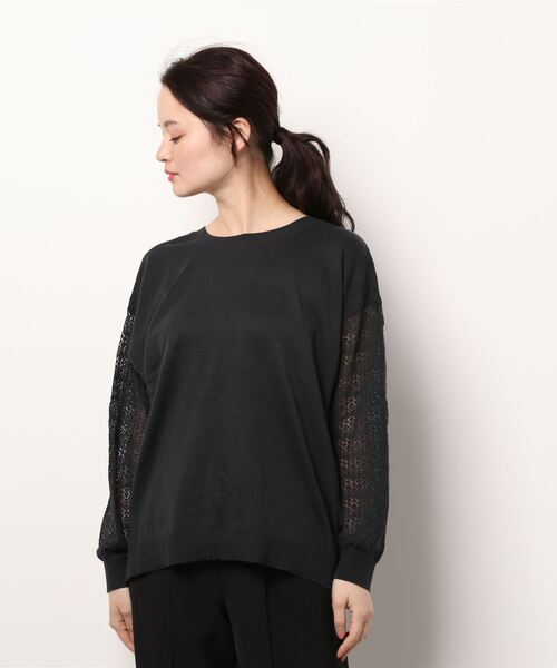 Samansa Mos2（サマンサ モスモス）の「前後2WAYリボンニット（ニット/セーター・レディース・ブルー/グリーン/キナリ/チャコール・ﾌﾘ-）」の3枚目の写真