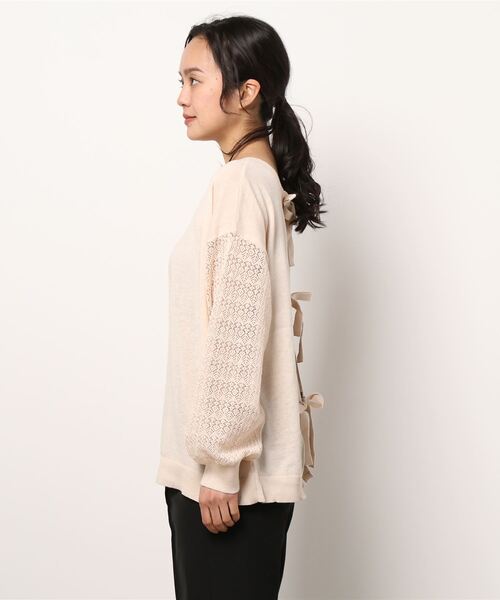 Samansa Mos2（サマンサ モスモス）の「前後2WAYリボンニット（ニット/セーター・レディース・ブルー/グリーン/キナリ/チャコール・ﾌﾘ-）」の5枚目の写真