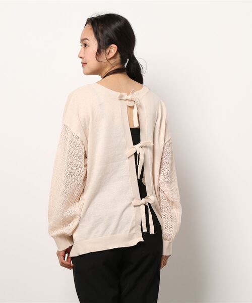 Samansa Mos2（サマンサ モスモス）の「前後2WAYリボンニット（ニット/セーター・レディース・ブルー/グリーン/キナリ/チャコール・ﾌﾘ-）」の6枚目の写真